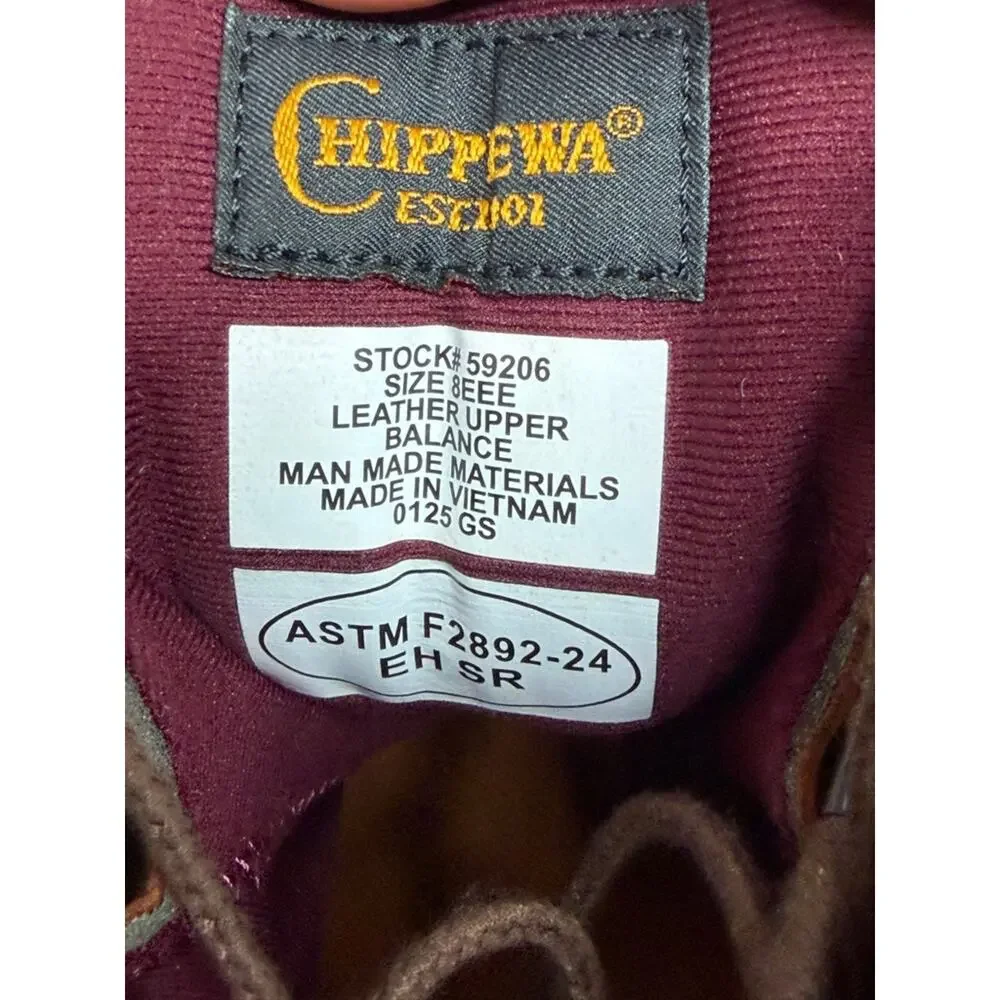 Chippewa Thunderstruck 6 Inch Waterproof Nano Composite Toe Work Boots Size 8EEE